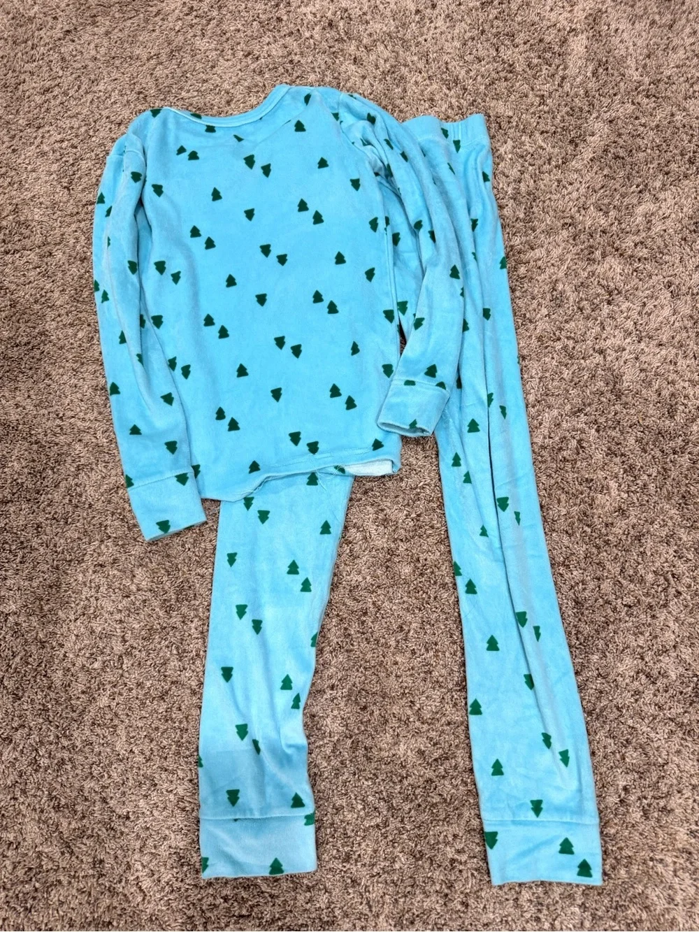 Cat & Jack Light Blue Pajama Set with Green Tree Print